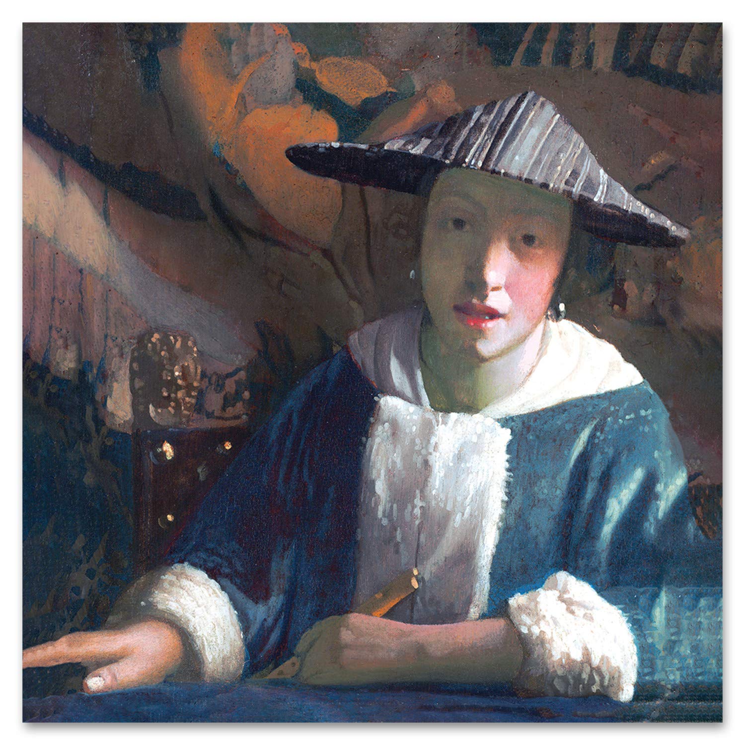 Giallobus - Pinturas - Jan Vermeer - Chica con la Flauta - Vidrio acrílico plexi - 100x100 - Listo para Colgar - Cuadros Modernos para el hogar