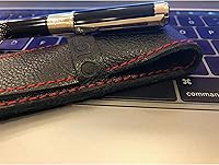 Vista 7 de DiLoro Estuche organizador de cuero de grano completo para bolígrafo individual (negro con rojo)