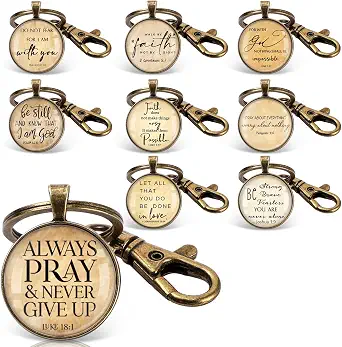 Fumete Christian Keychain Bulk Bible Verse Religious Key Chains Scripture Quote Positive Gift for Women Men Church Pastor
