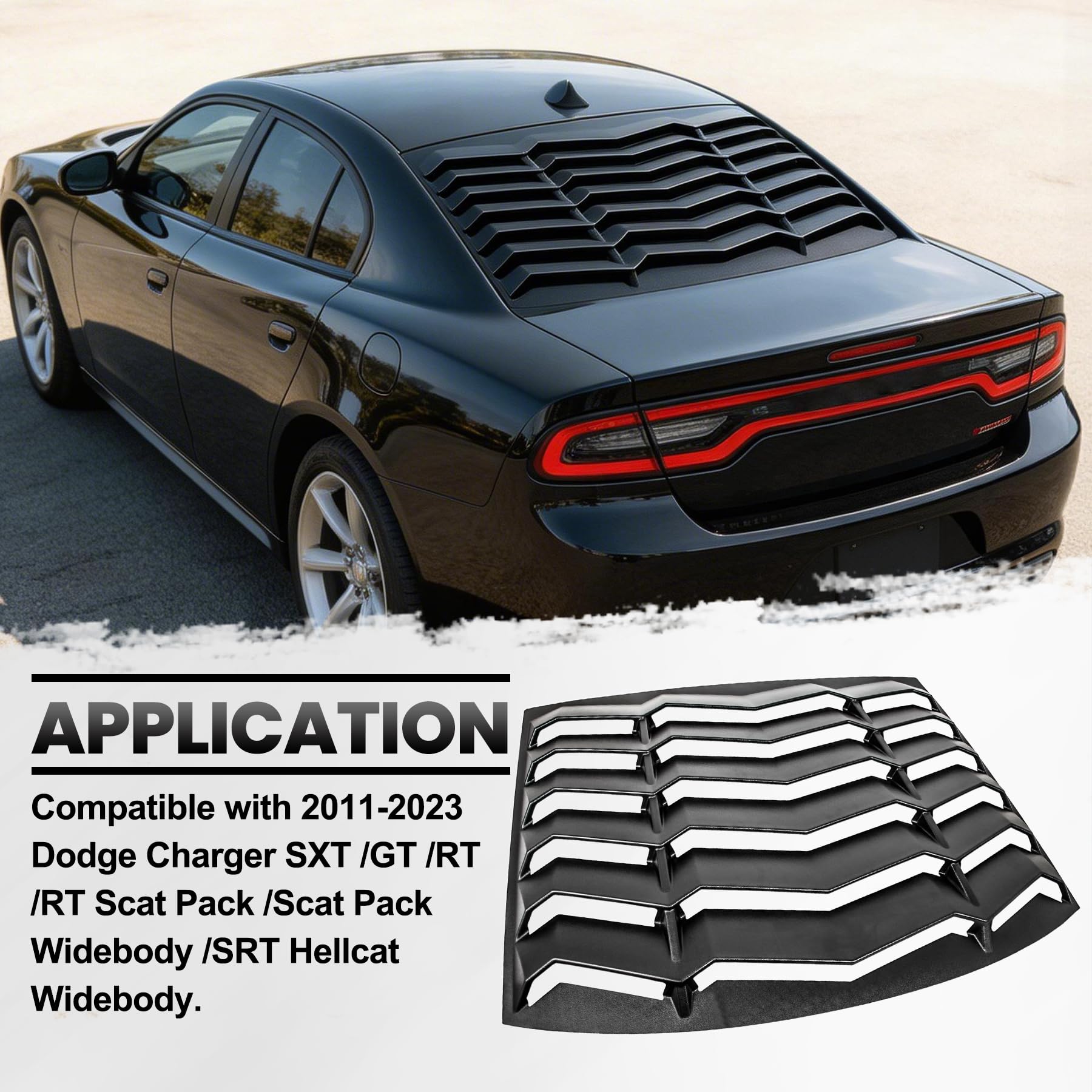 Amazon.com: LE-JX Matte Black Rear Window Louver Cover, Lambo