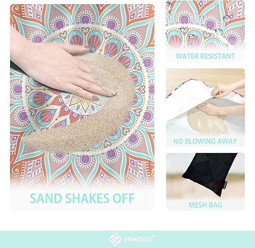 Miniatura 3 de Manta de playa impermeable a prueba de arena, de gran tamaño de 95 x 80 pulgadas, tapete de playa libre de arena con bolsillos en las esquinas,