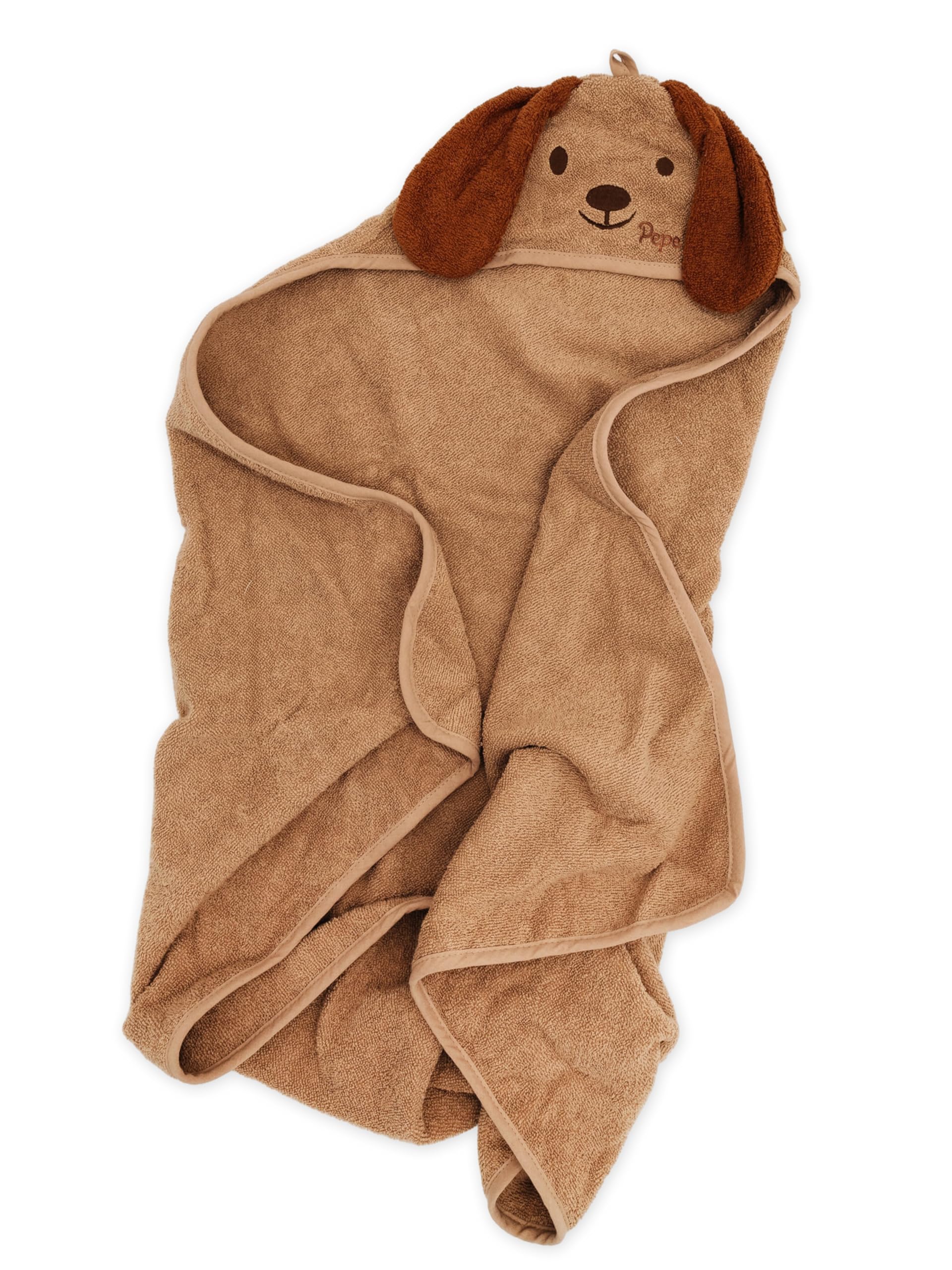 wunderwunsch Jollein Kapuzenhandtuch Baby als Geschenk zur Geburt, personalisiert mit Wunschnamen, Babyhandtuch, Babytuch, Bademantel für Babies, individualisiert mit Namen (Hund)