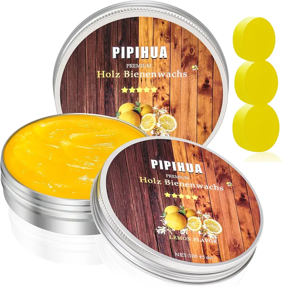 PIPIHUA Beeswax Wood Polish — Lemon Scent, 2×100g