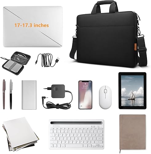 Miniatura 6 de ZYB Bolsa impermeable para laptop de 17 pulgadas, maletín de 17.3 pulgadas, funda para laptop de 17 pulgadas con correa para el hombro para portátil