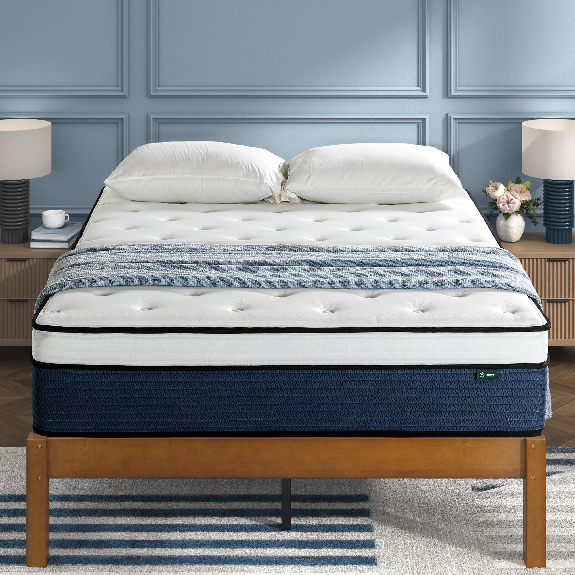 Photo 1 of Zinus 14 Inch Cooling Comfort Support Hybrid Mattress [New Version], King, Fiberglass Free, Medium Plush, Cooling Motion Isolation, Certified Safe Foams & Fabric, Mattress in A Box