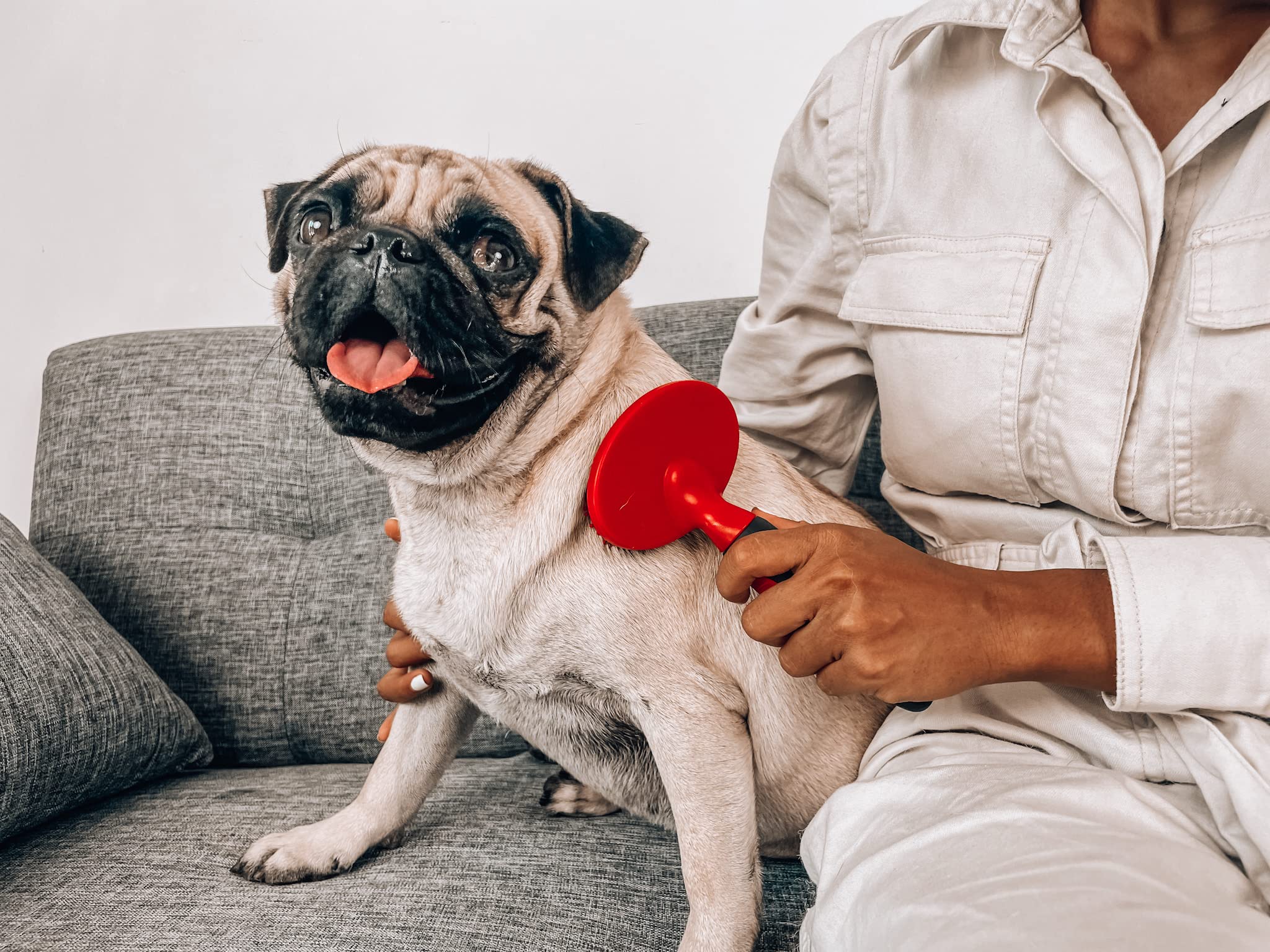 Cepillo ergonómico para cobertizo de perros | Cepillo de pelo de gato - Cepillo para cobertizo de gatos | Gran cepillo para desenredar para perros | Adecuado para todas las mascotas con pelo largo o