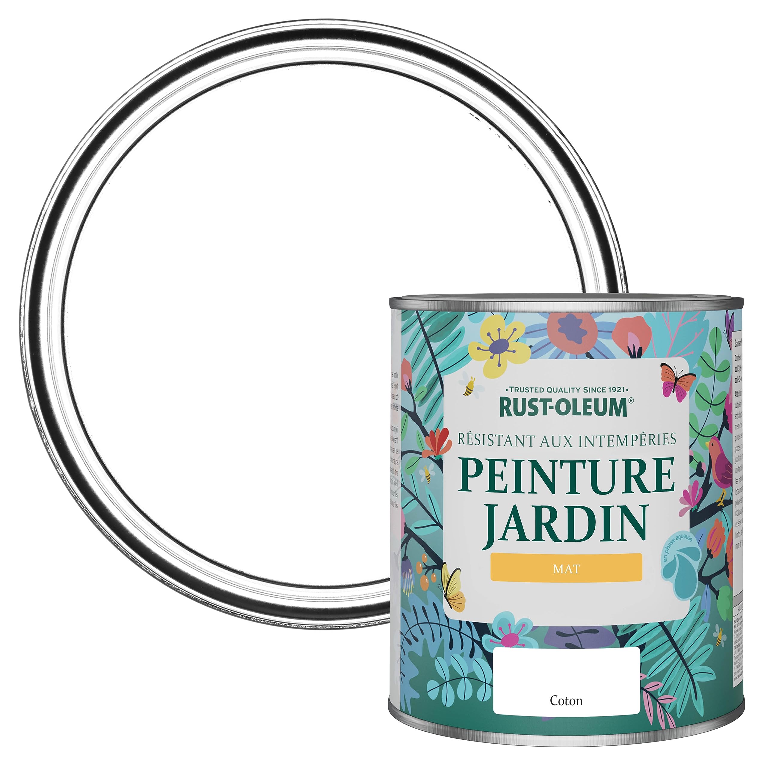 Rust-Oleum Peinture Blanche Résistante à l'humidité pour Jardins, Finition Mate - Coton 750ml