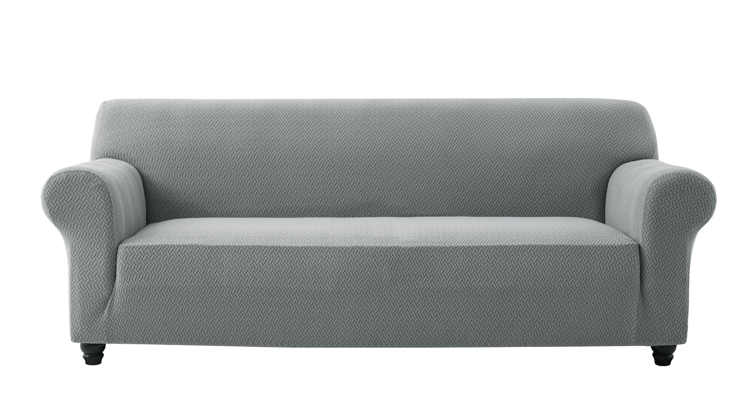 Ameha Grey High Stretch Sofa Cover 3 Seater Spandex Elastic Fit Slipcovers T Shape Non Slip Loveseat Couch Covers Furniture Protector - 3 Seater,