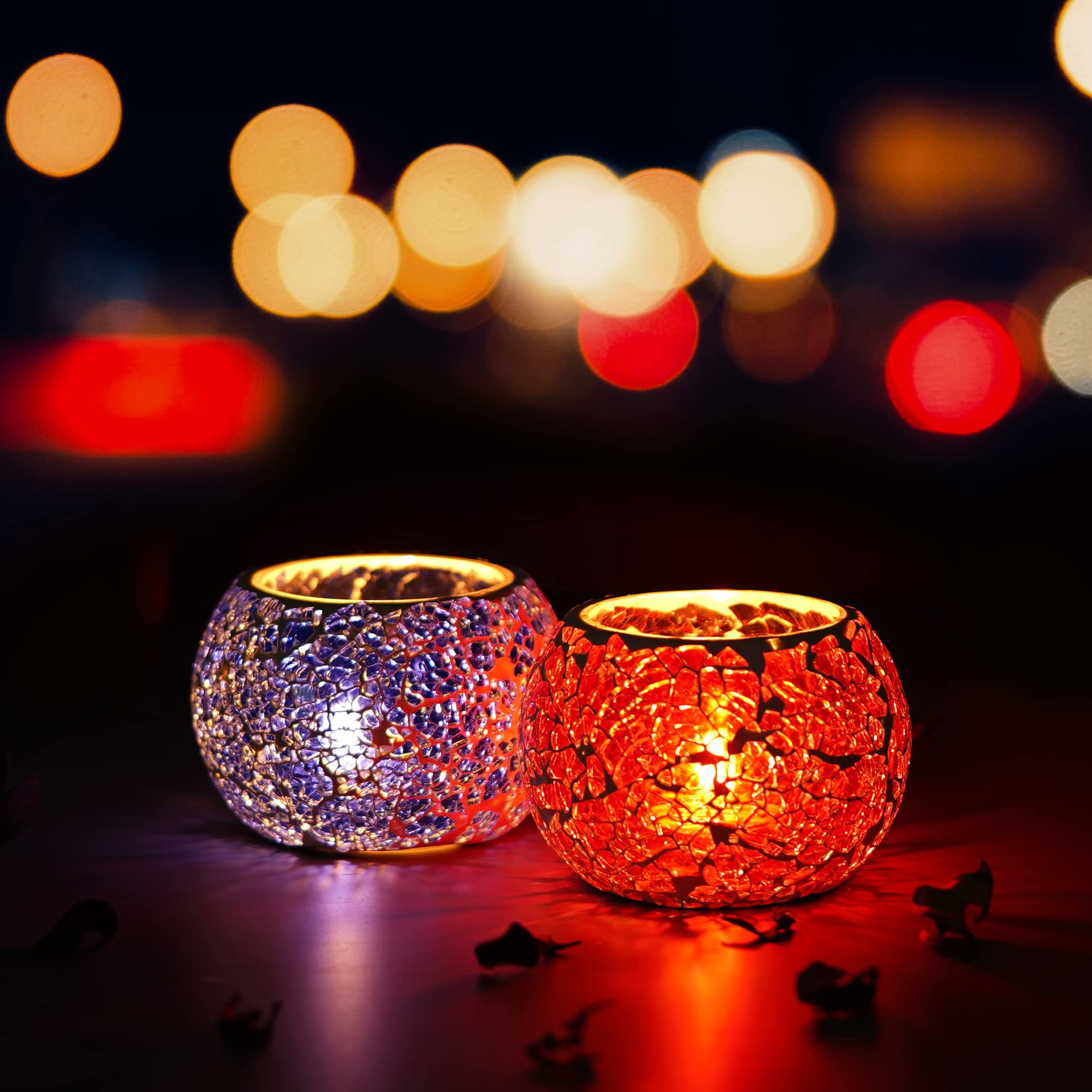 eCraftIndia Set of 2 Purple & Red Mosaic Glass Decorative Tea Light Candle Holders - Tea Light Holders - T Light Candle Holder for Diwali Decoration Items for Home Decor - Christmas Diwali Gifts (B0BG4XWDJL) Amazon Price History, Amazon Price Tracker