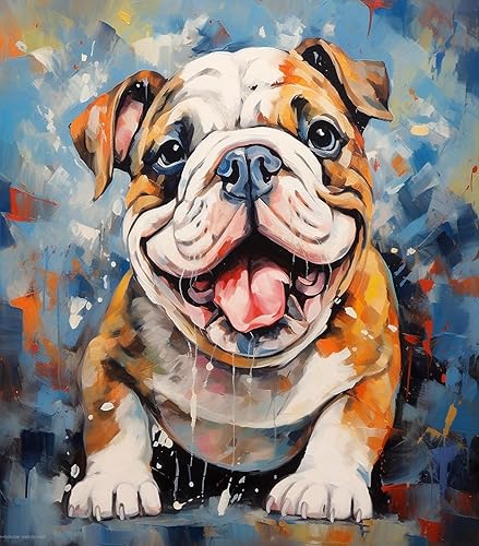 Miniatura 6 de ZMHZMY Pintura por números para adultos, Bulldog inglés, kits de pintura por números, pintura al óleo, lienzo de dibujo para decoración del hogar,
