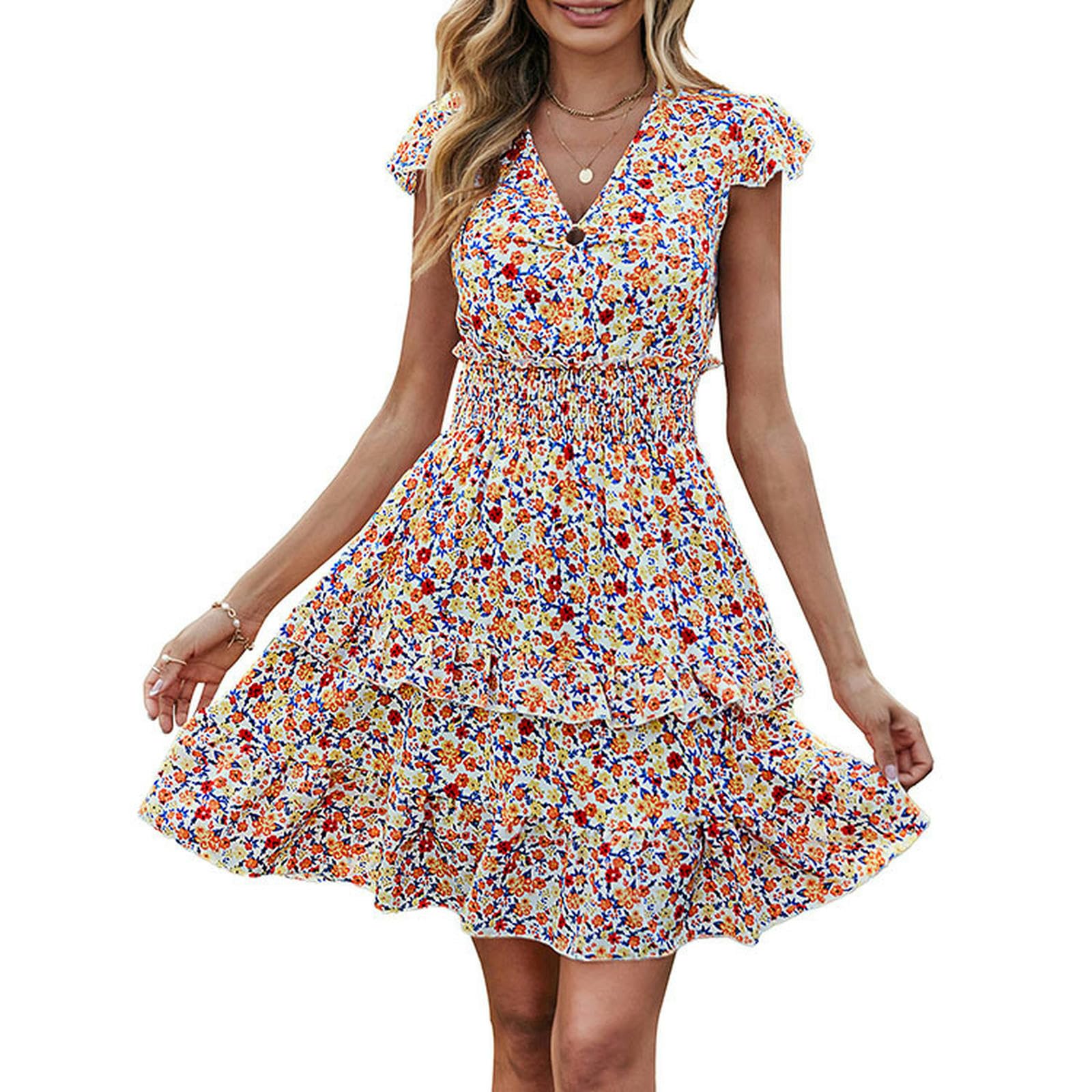 Robe bohème fluide col en V pour affiner la silhouette en été