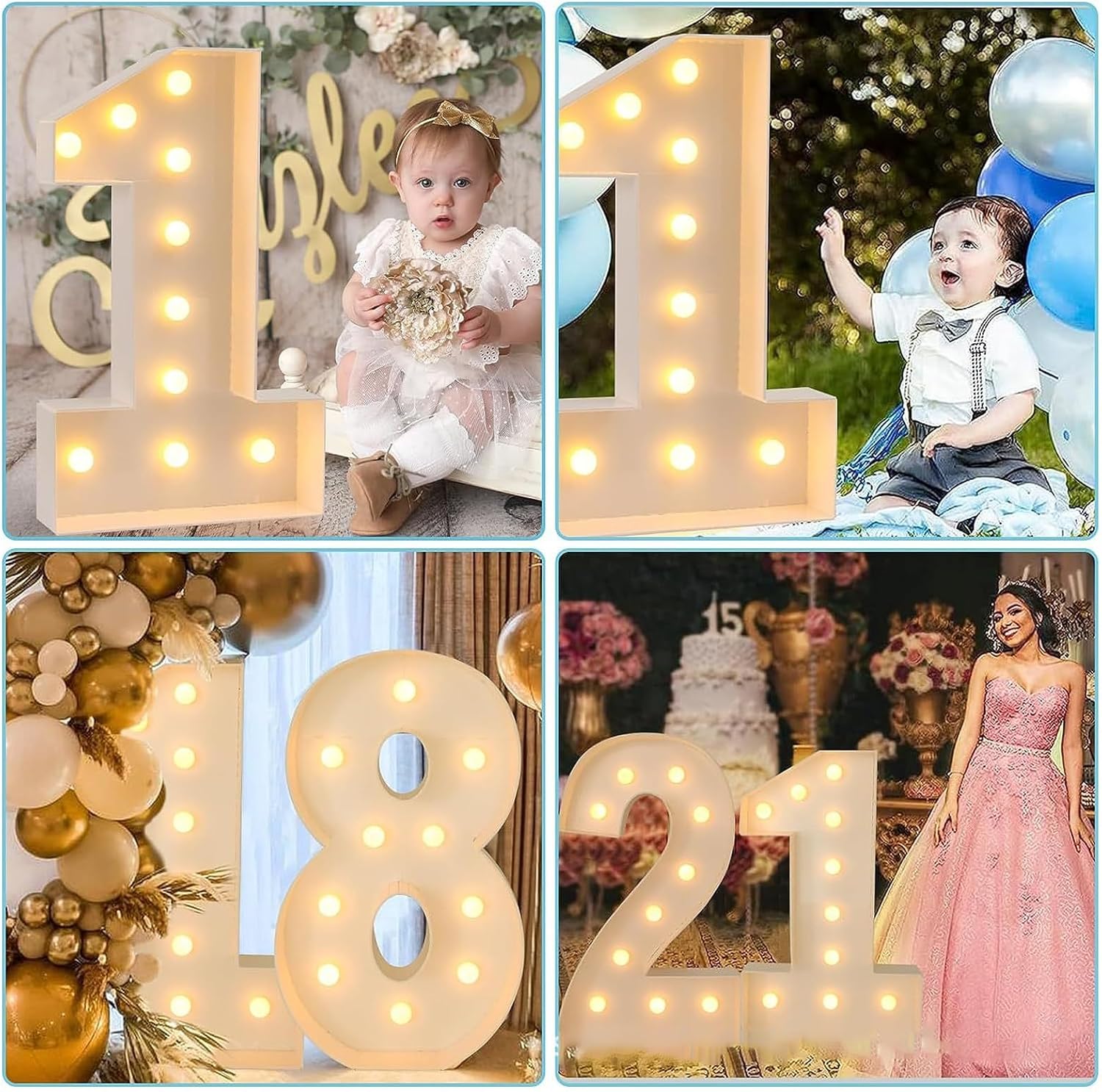 Marquee Light up Numbers Mosaic Numbers Frame for 30th 40th Birthday Party, Large Pre-Cut Mosaic Numbers Kit with Light Bulbs, Thick Foam Board Sign Decorations for Anniversary (Color : Number 80, S