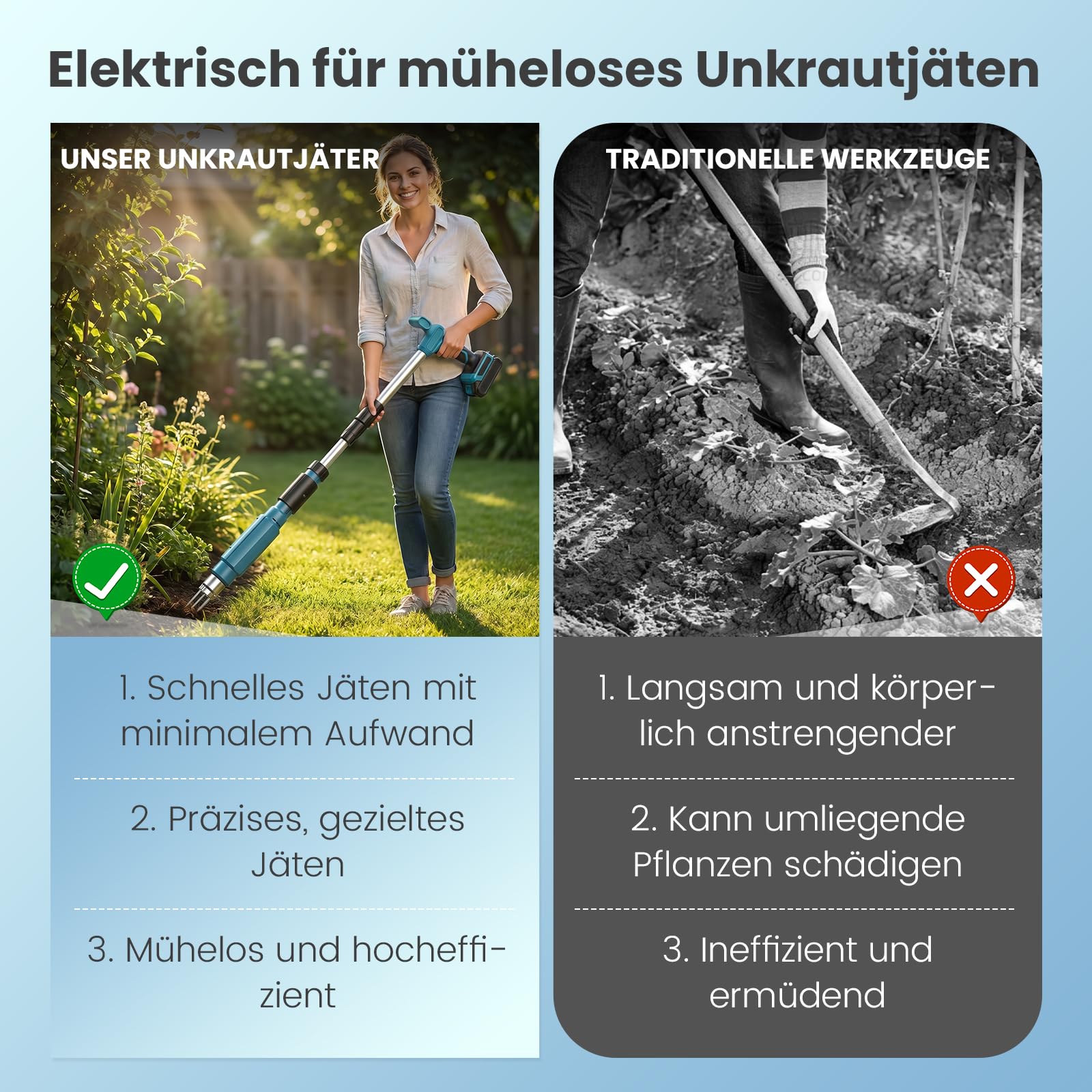 Makita 18V Estirpatore Elettrico per Erbacce, Manico Telescopico 77-95 cm, 3 Artigli Acciaio Inox, Estrattore Radici Giardino