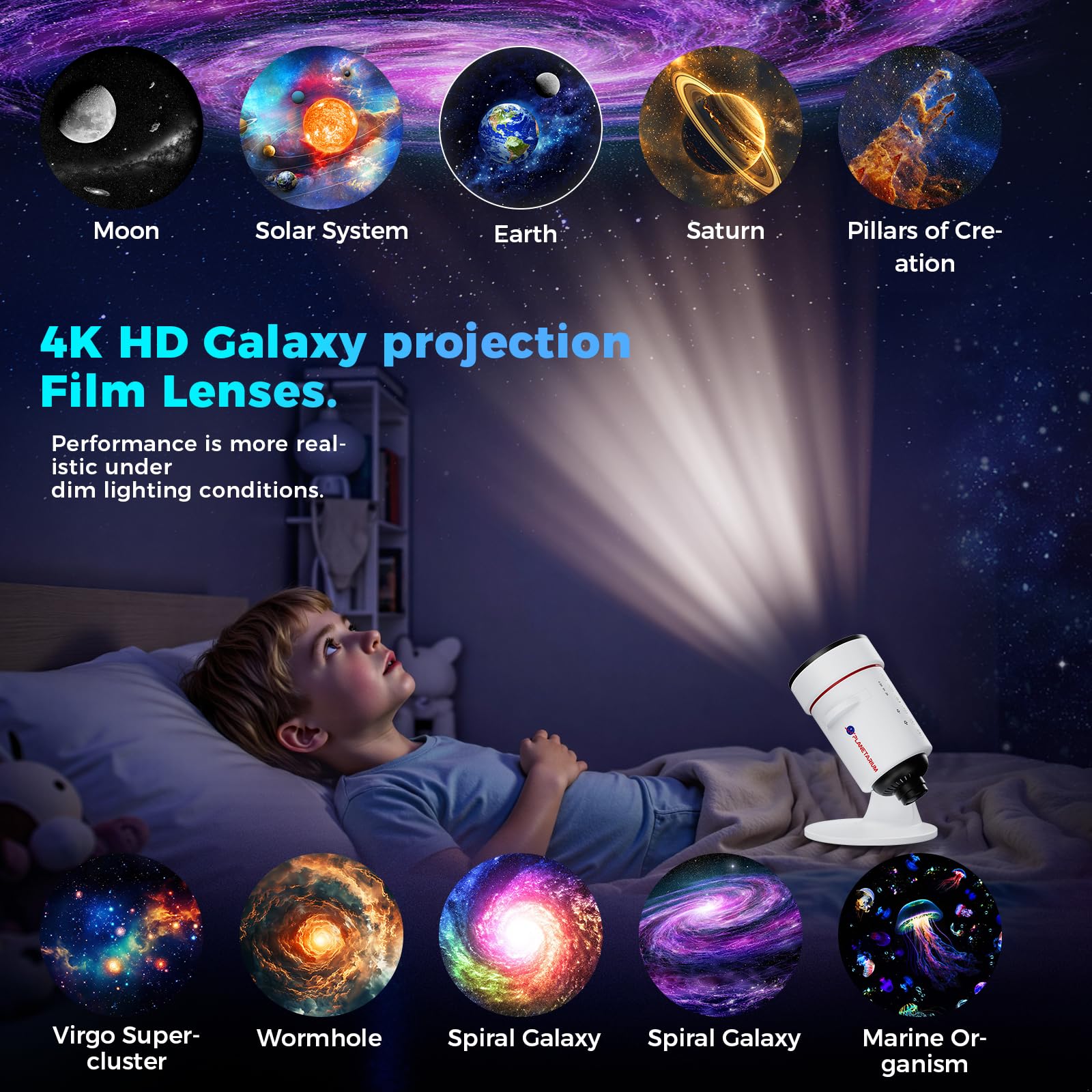 Galaxy Sternenhimmel Projektor White Noise Maschine Mit 28 Nicht Wiederholenden Natürlichen Beruhigenden Klängen 10 Realistische Sternenlicht-Nebelszenen