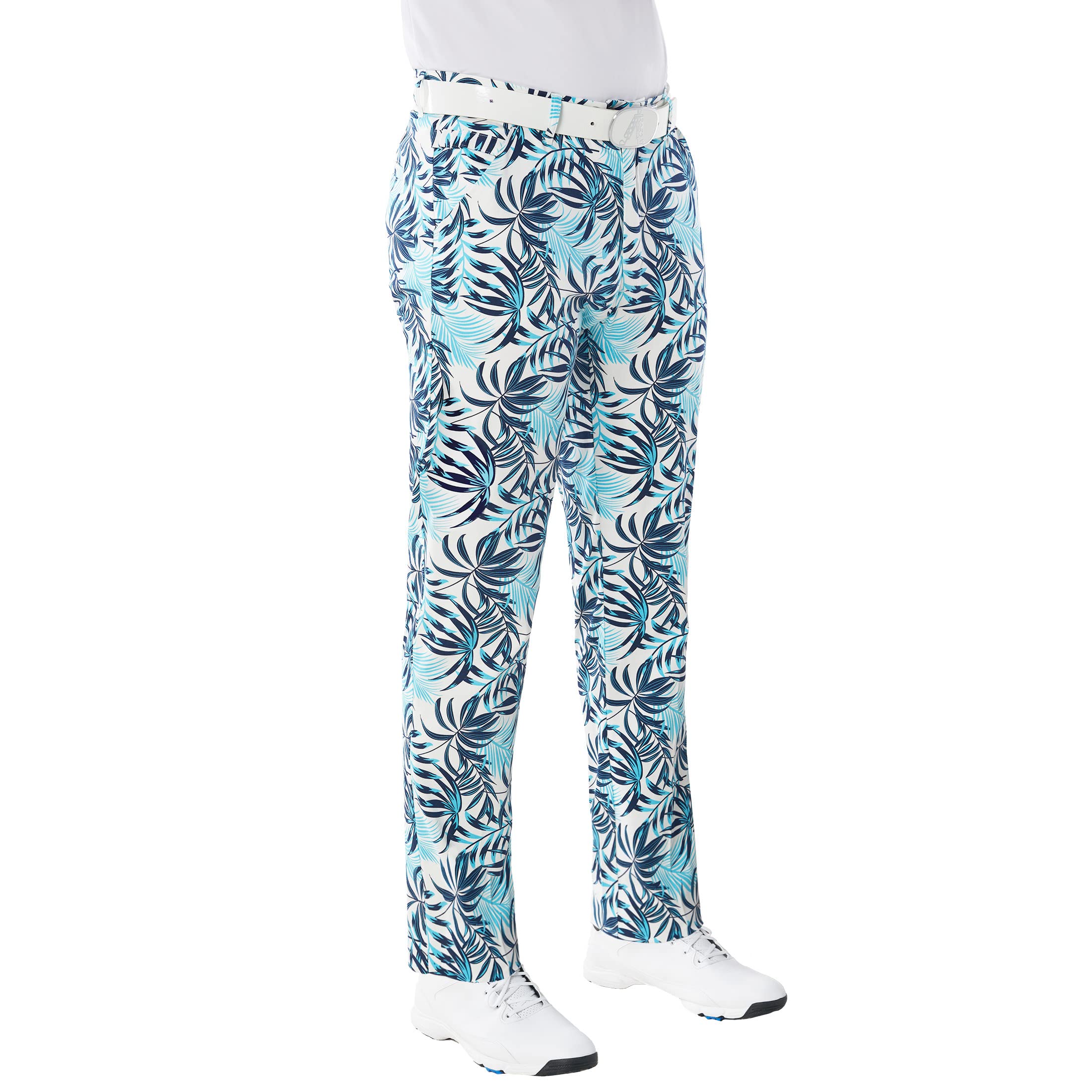 Royal & Awesome Funny Mens Golf Trousers, Tropics Crazy Patterned Stretch, Golf Pants for Men, Waist 34 Leg 34