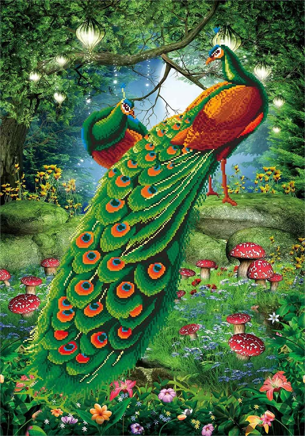 Kit Bricolage Diamant Peinture Paon de forêt broderie point de croix et loisirs créatifs 80x220