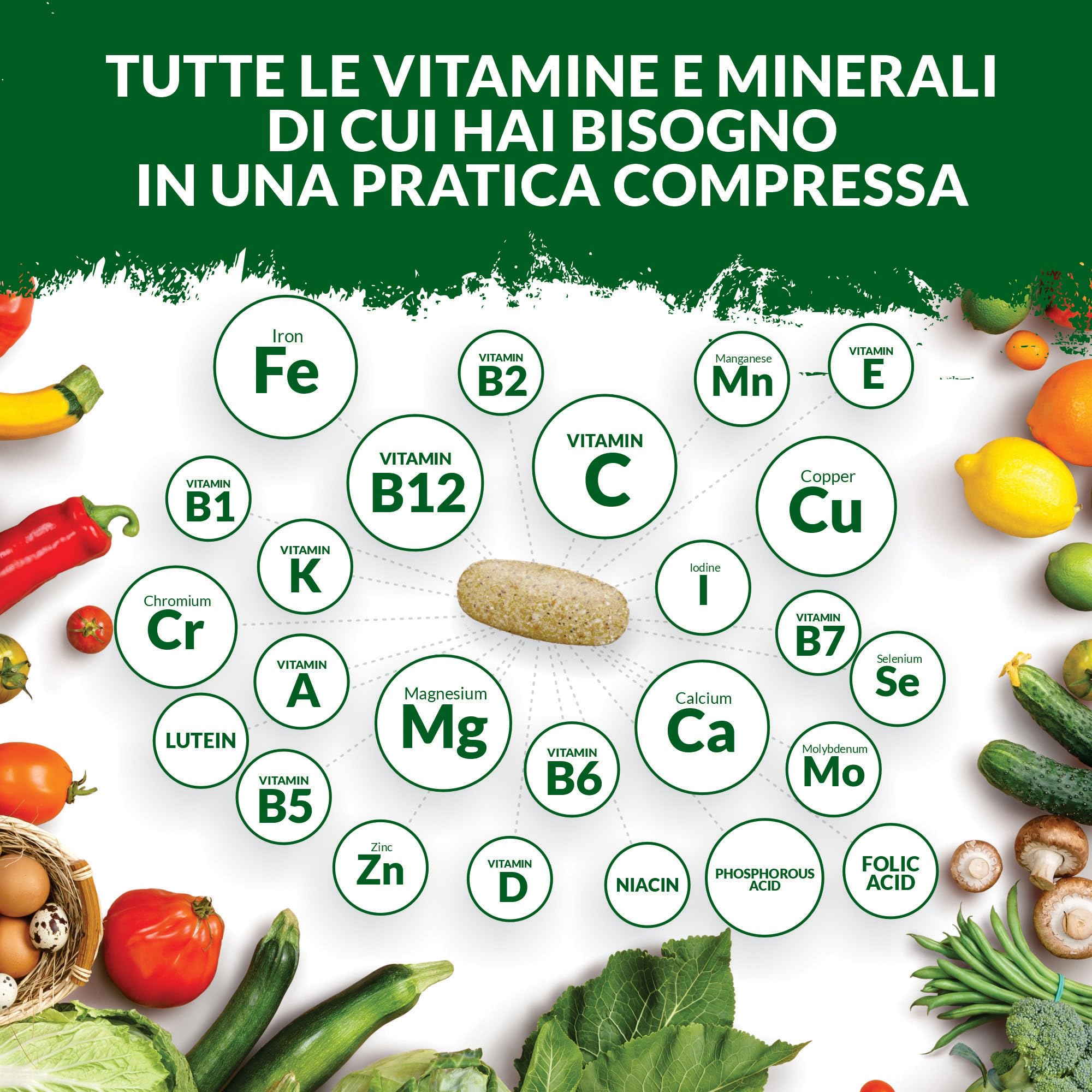 Multivitaminico Completo - 365 Compresse (1 Anno di Scorta) - 25 Vitamine e Minerali Essenziali per Uomo e Donna - Adatto ai Vegetariani - Prodotto in Europa - Integratore Nu U Nutrition