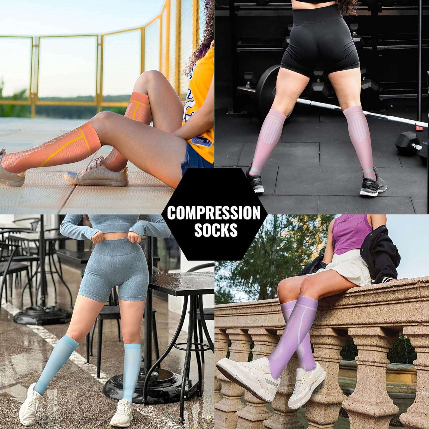 Compression Socks for Women Men Circulation Knee High 8 Pairs for Nurses, Running, Travel, Athletic - Image 6