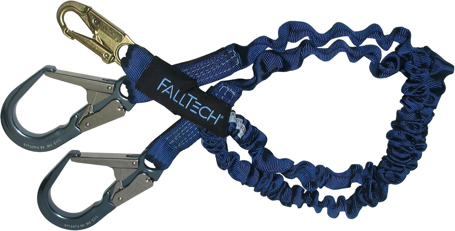 FallTech 8240Y3A ElasTech 6-Foot Y-Leg Shock Absorbing Lanyard with Aluminum Rebar Hooks