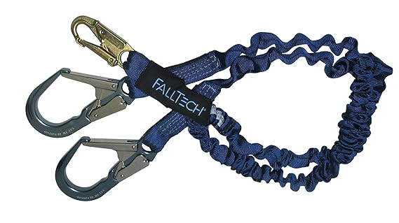 FallTech 8240Y3A ElasTech 6-Foot Y-Leg Shock Absorbing Lanyard with Aluminum Rebar Hooks