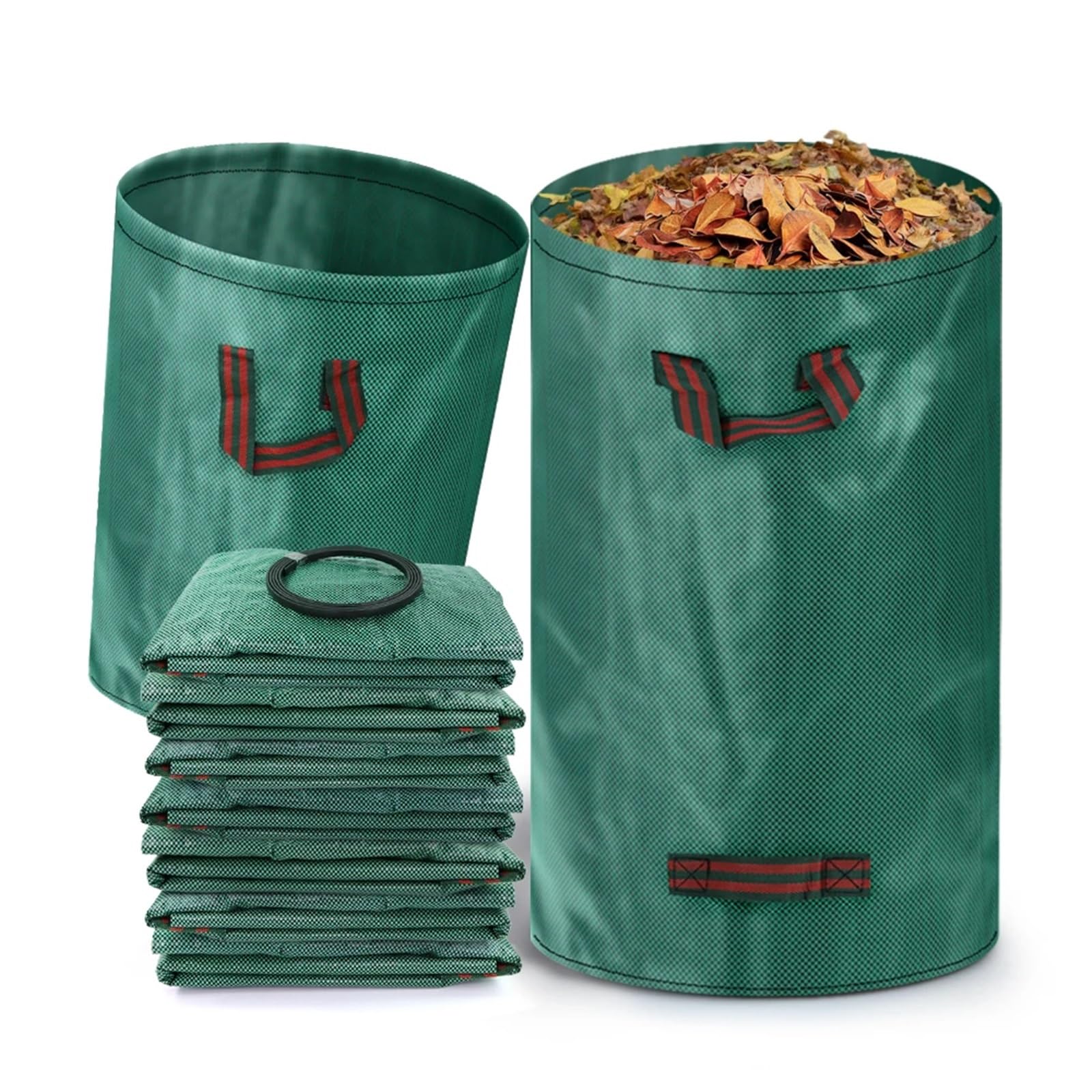 2 Stück 60L-500L Wiederverwendbarer PP-Stoff-Gartensack, Große Kapazität, Laubsack, Leichter Müll, Faltbar, For Im Freien FüR Laub(45x76cm-120L)