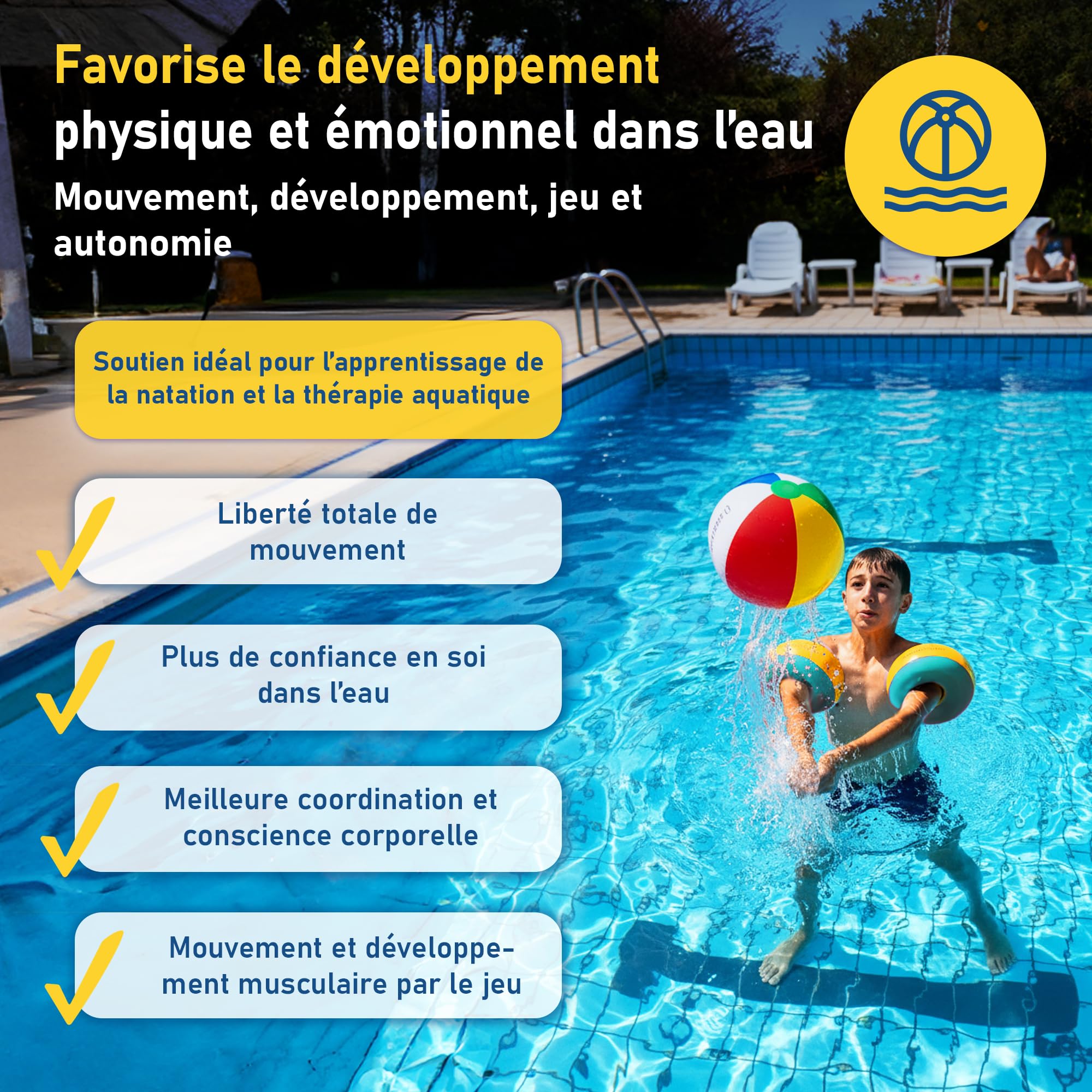Cherek’s KraulQuappen Brassard de Natation pour Adolescents et Enfants Plus âgés - Aide à la nage compacte Jusqu’à 60 kg - Brassard avec Noyau en Mousse