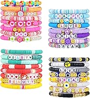 Vista 1 de LUYI Juego de 32 pulseras de joyería preppy para mujer, con cuentas de arcilla coloridas, juego de pulseras Heishi, apilables, pulseras elásticas