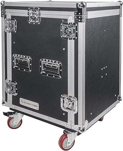 Miniatura 8 de Sound Town Funda ATA de audio PA DJ Pro de 16U con mezclador inclinado de 11U, cajón de bloqueo, mesa auxiliar, profundidad de 20 pulgadas y ruedas