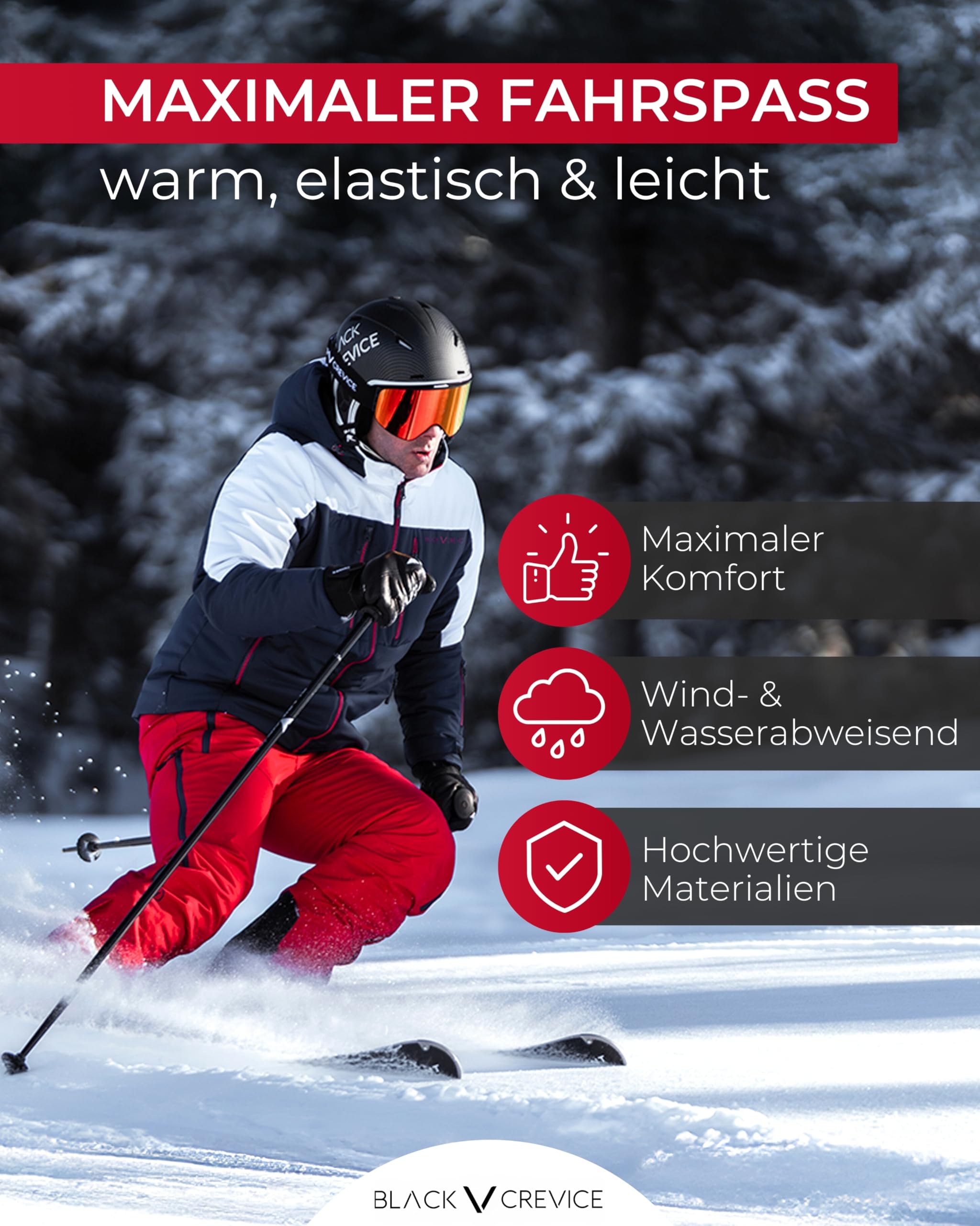 Black Crevice Damen Isolationshose I Ski-Tourenhose Größen I atmungsaktive Damen-Skihose I elastischer Hosenbund I 100% Polyester I wasserdichte Tourenskihose