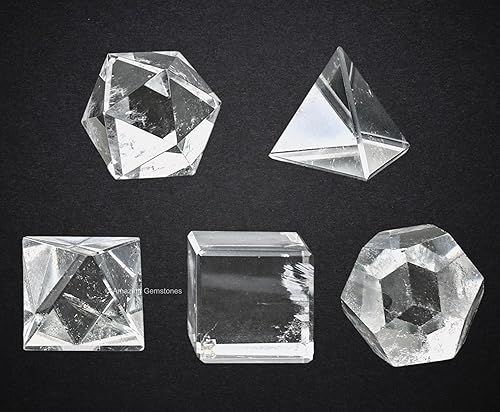 Miniatura 3 de Amazing Gemstone Cristales sólidos platónicos de cuarzo transparente, juego de 5 piedras de geometría sagrada y curativas, kit de geometría sagrada