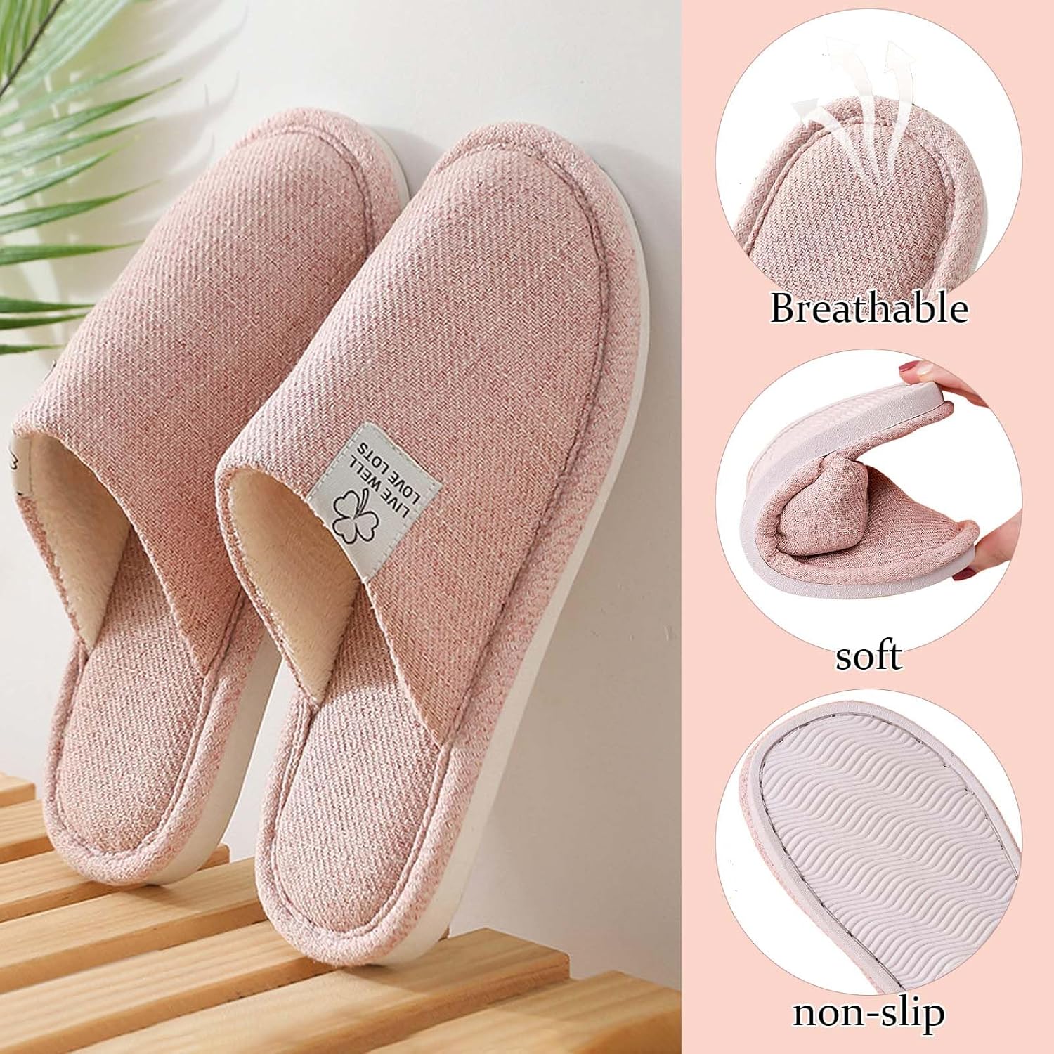 Colexy Women's Men's Slippers, Cotton Linen Comfortable and Breathable Material Indoor Slippers Washable Guest Slippers Autumn Winter Slippers for Hotel Casa Spa 4 81eYKvtNv4L. AC SL1500