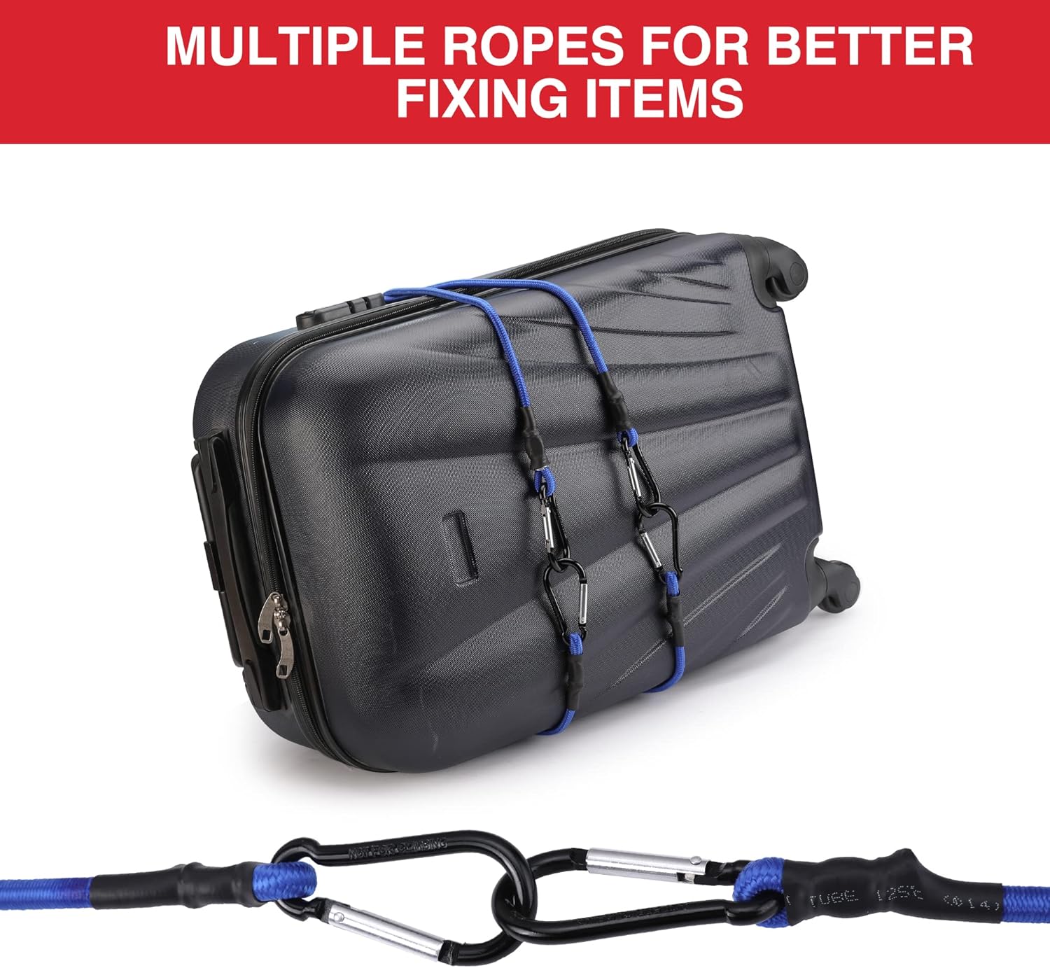 WORKPRO 24 Inch Bungee Cords with Hooks, 4 Pack Superior Rubber Heavy Duty Bungee Straps Strong Elastic Rope for Outdoor Tent, Luggage Rack, Camping, Cargo, RV, Bike, Transporting, Storage, Blue