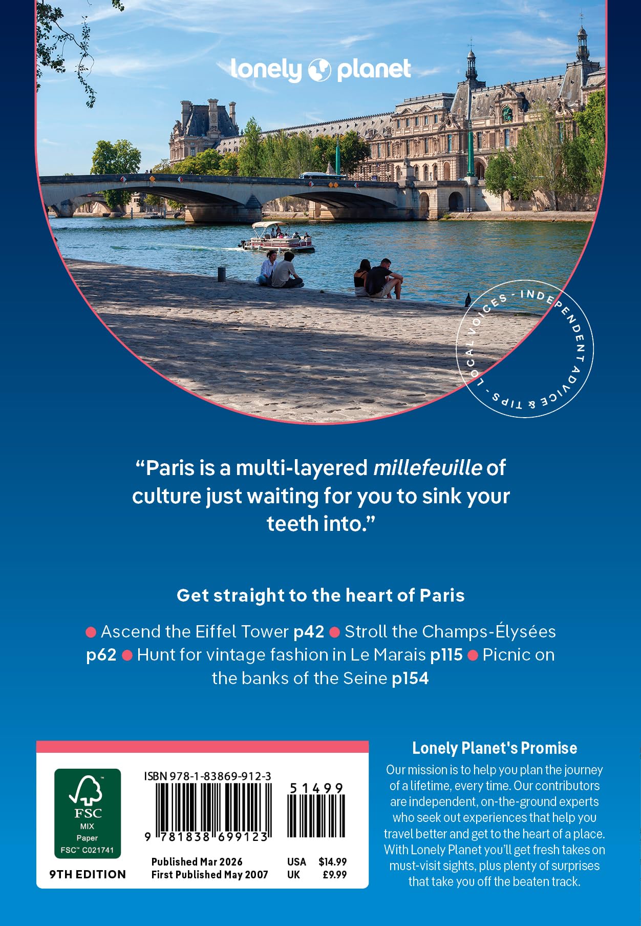 Pocket Paris 9ed -anglais-: 2026 - 2027 Travel Guide | Discover Twice the City in Half the Time | Top Sights | Maps & Walking Tours | Covers Eiffel Tower, Champs-Elysees, Louvre and more