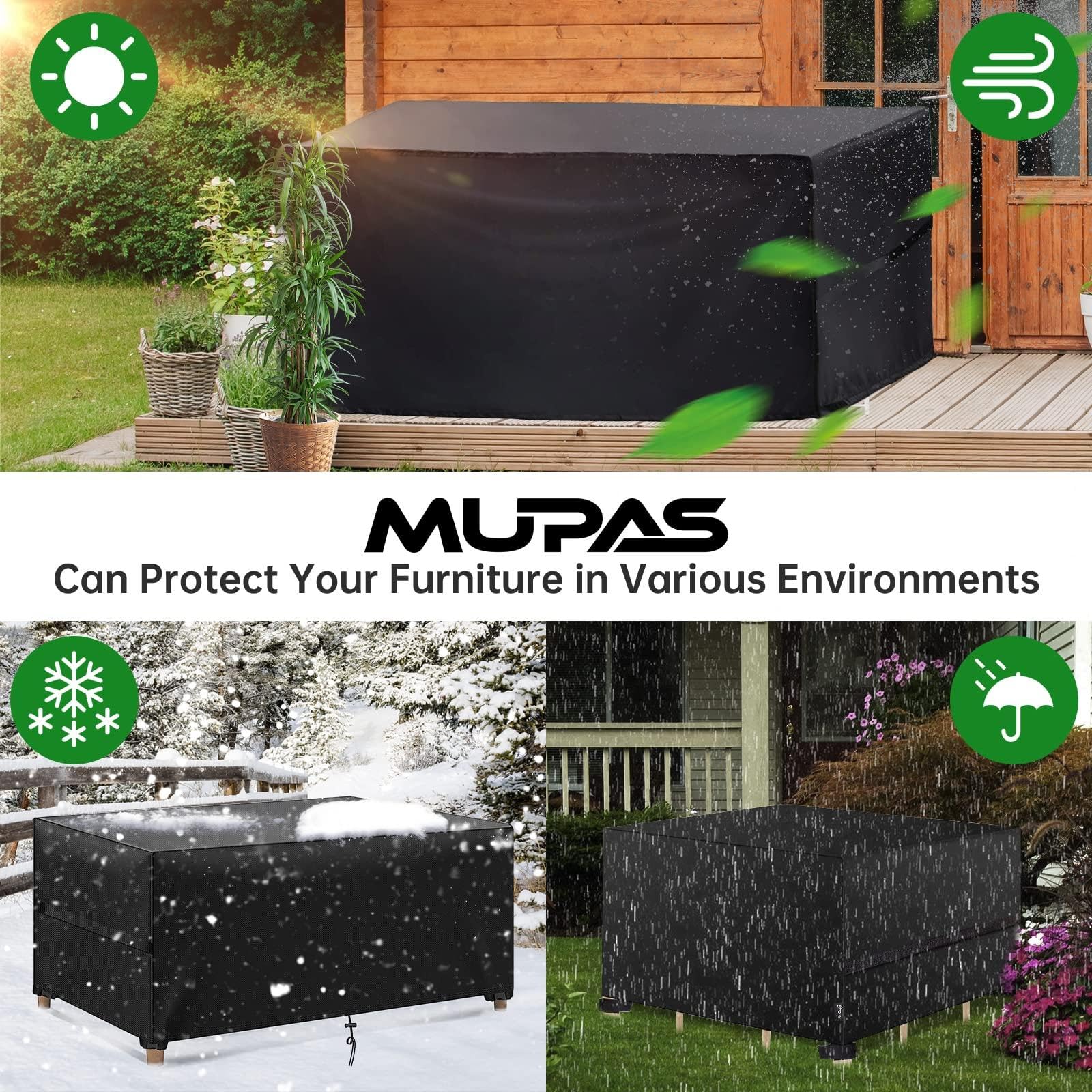 Pokrowiec na meble ogrodowe premium 420D, 110 x 54 x 54 cm, odporny na wiatr, wodoodporny, ochrona na rattanowe stoły ogrodowe, krzesła i sofy