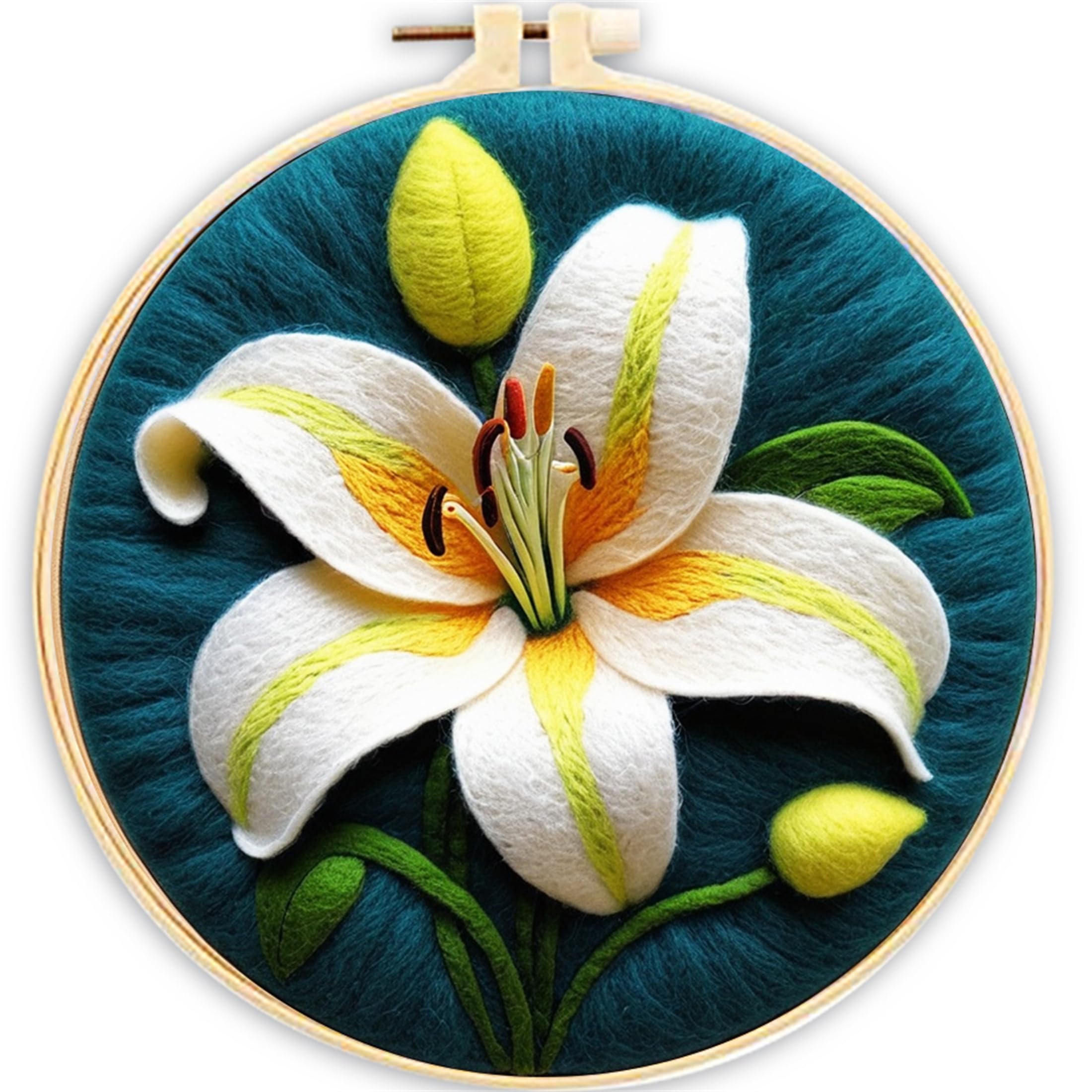 SARBUTER Needle Felting Kits, DIY Wool Felt Starer Needle Felting Embroidery Kits for Beginners ，Suitable for Giftware Home Decoration (Blooming Lilies)
