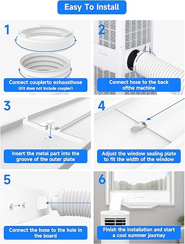 Miniatura 4 de Toutgood Kit de ventilación de aire acondicionado portátil con manguera de escape de 80 pulgadas de largo, 5.9 pulgadas de diámetro, 15 piezas de