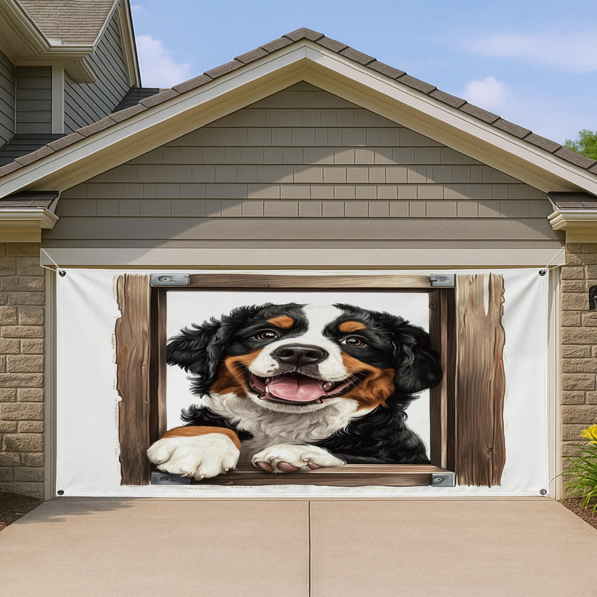 Housse de porte de garage décorative pour art de la cour d'été
