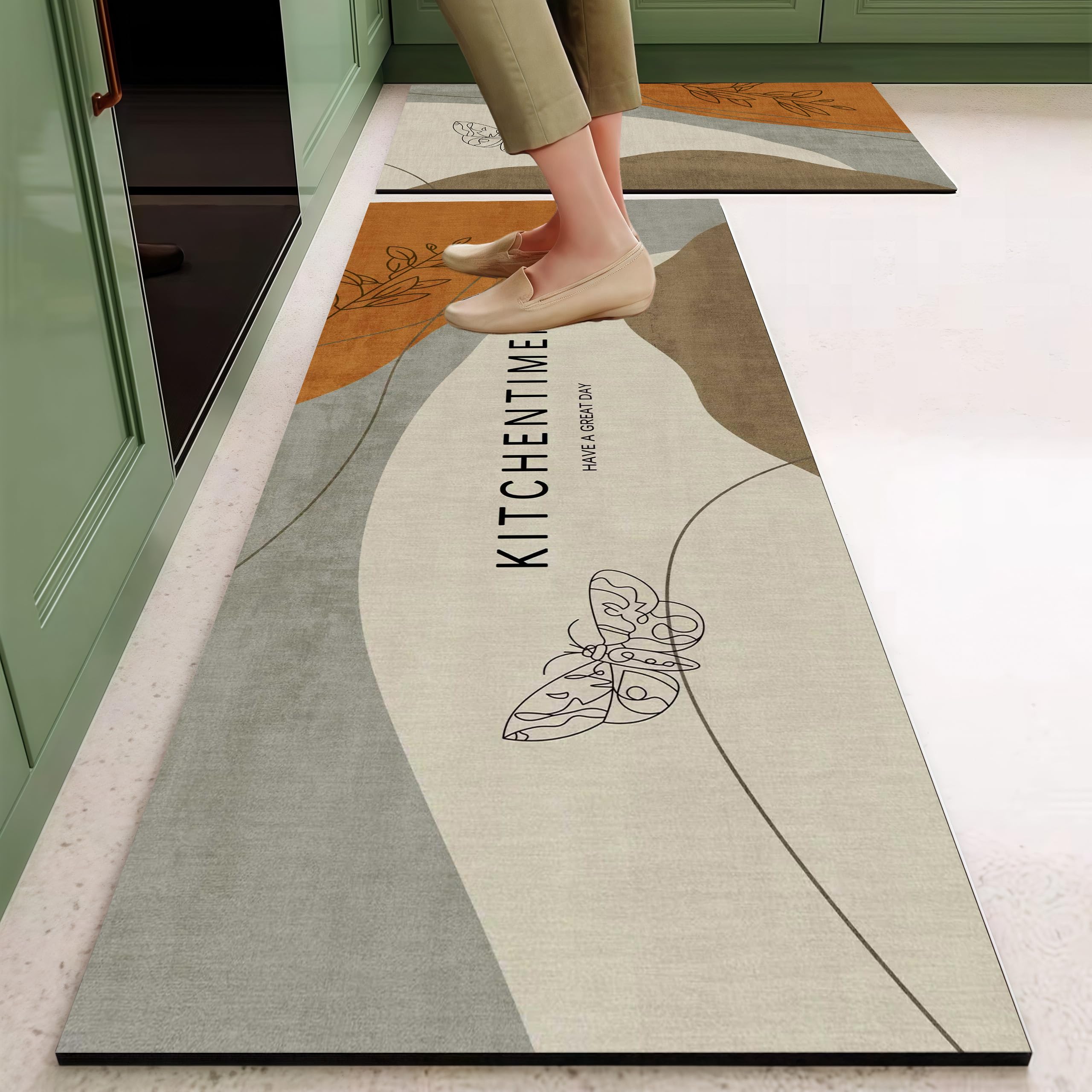 Glaceon Kitchen Rugs Polyester Washable Kitchen Mats Floor Kitchen Mat Set of 2 Non Slip Mat for Floor Comfort Kitchen Carpet (Multicolor) — Amazon image 13