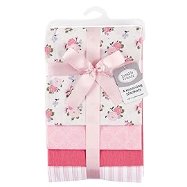 Luvable Friends Unisex Baby Cotton Flannel Receiving Blankets, Garden 4-Pack, One Size