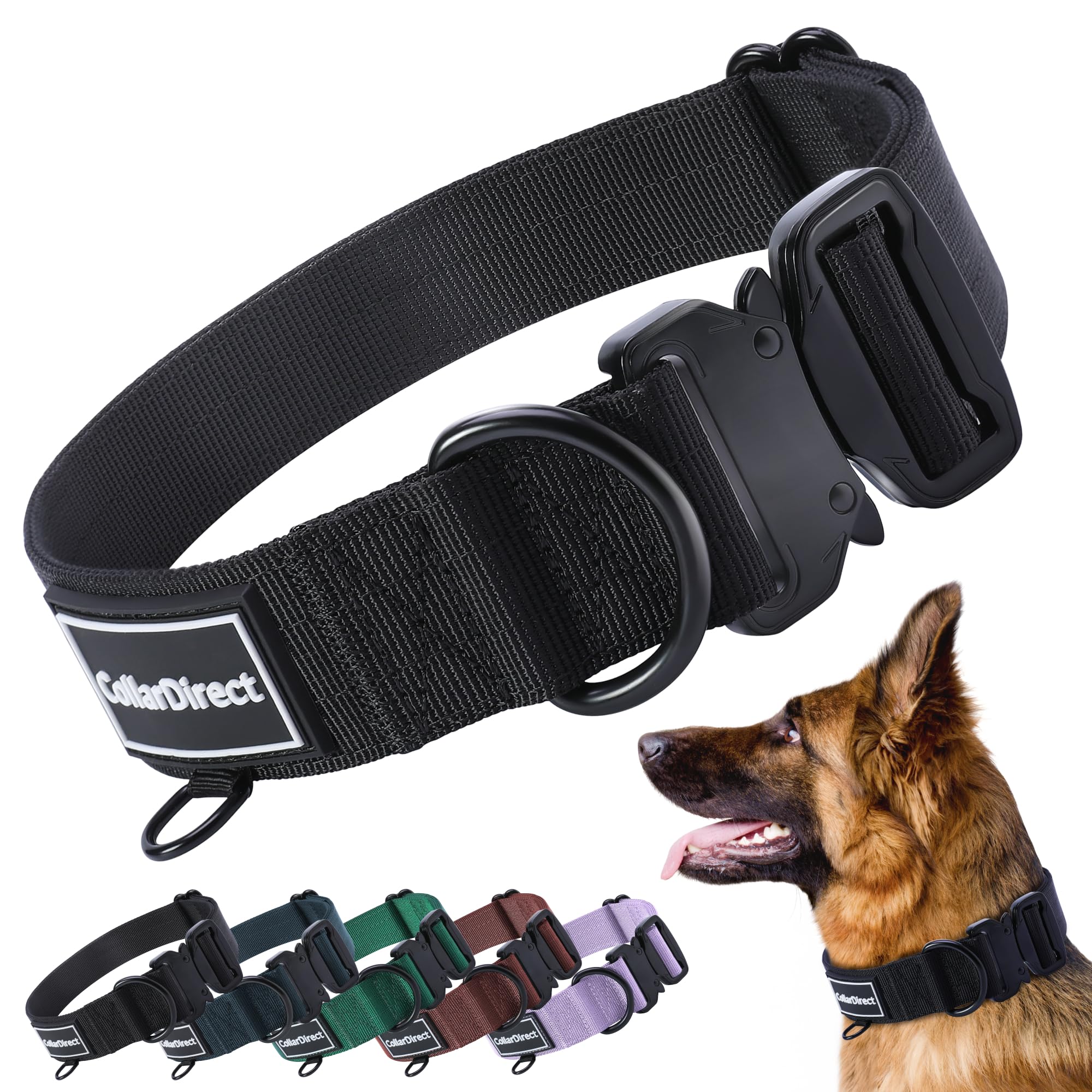 Heavy Duty Dog Collar for Large or Medium Dogs, Adjustable Strong Dog Collar for Active Dogs, Double-Layered Nylon (Black, 14-20)