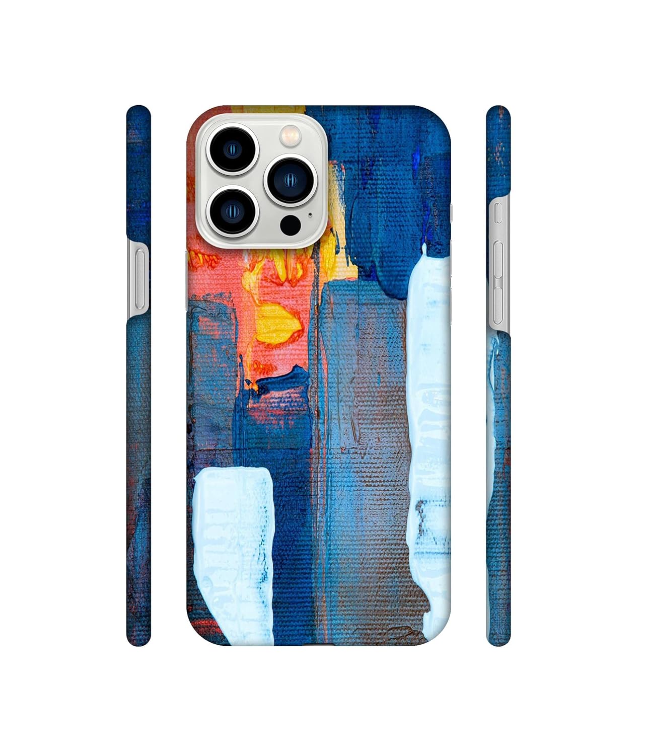 Amazon Brand - Solimo Designer Canvas with Blue Paint 3D Printed Hard Back Case Mobile Cover for Apple iPhone 13 Pro Max (Plastic_Multicolor) offers donot miss