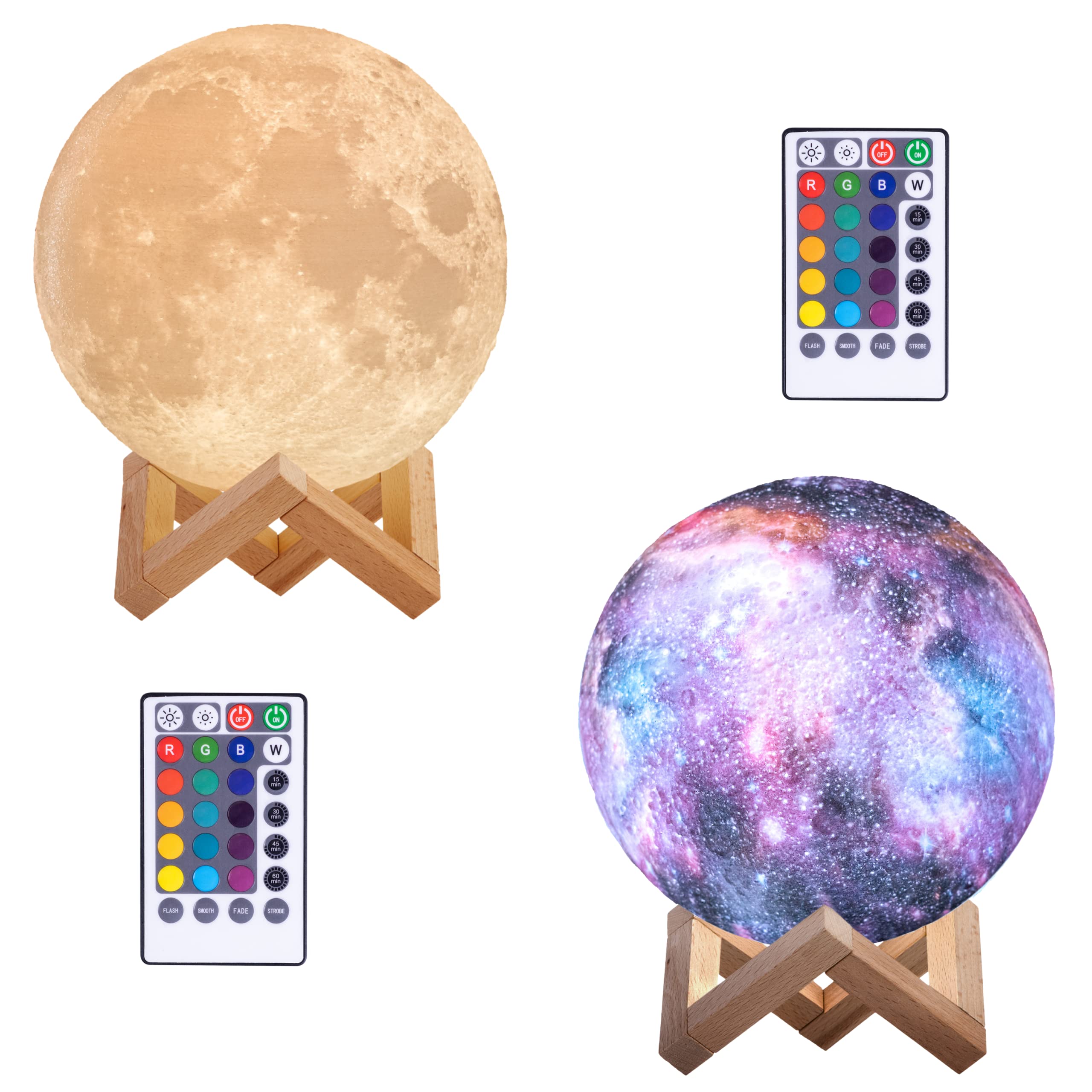Mind-glowing Shine Like The Moon & Stars Bundle: Galaxy Lamp (7.1 in.) & Moon Lamp (7.1 in.)