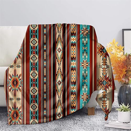 Miniatura 1 de JOAIFO Manta de cama suave con estampado de estilo suroeste, para todo tipo de clima, diseño geométrico bohemio de mandala para funda de sofá cama