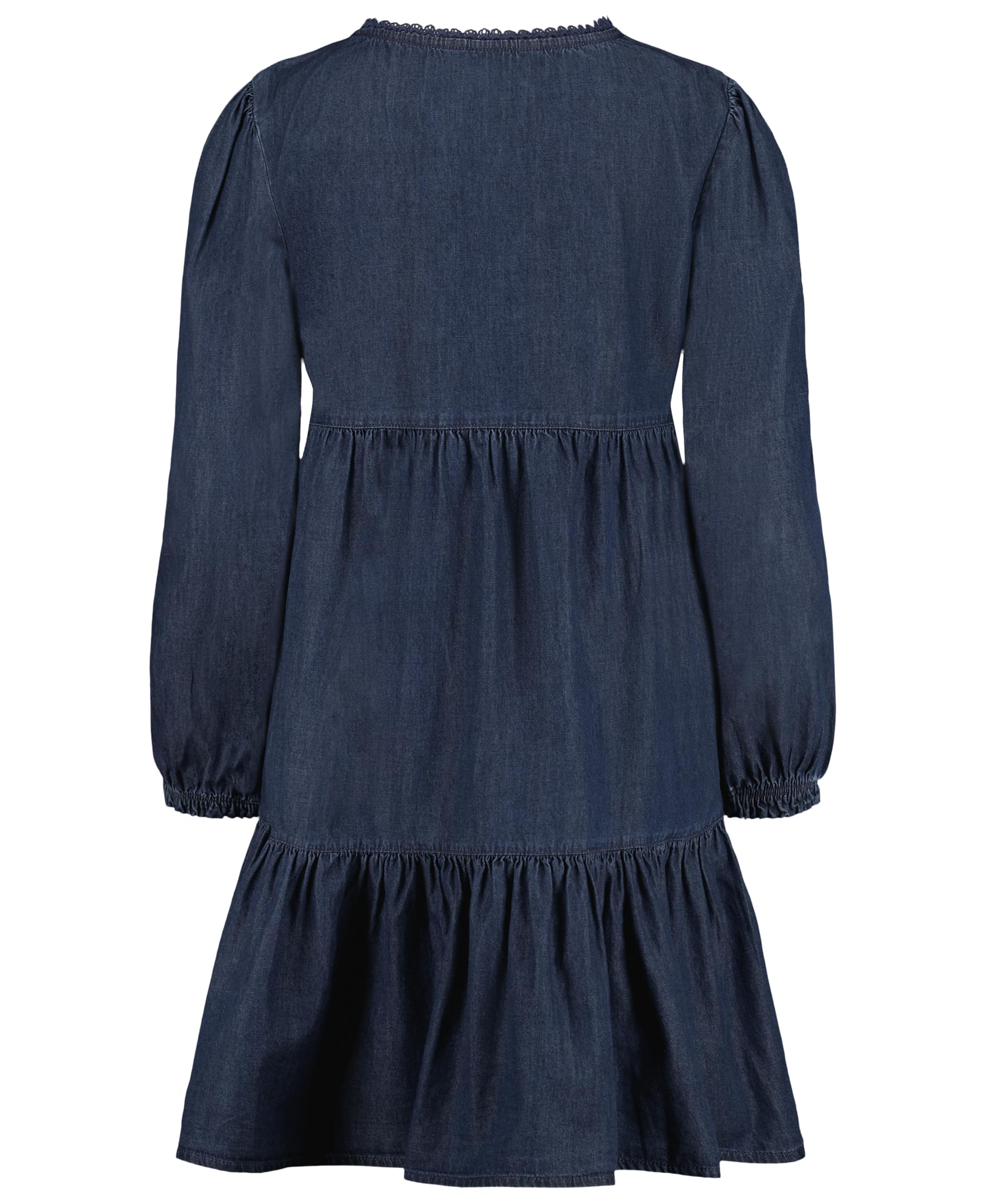 Lucky Brand Dziewczęca sukienka z długim rękawem, lekka, denim, luźna sukienka, ciemna sprania, 12-14
