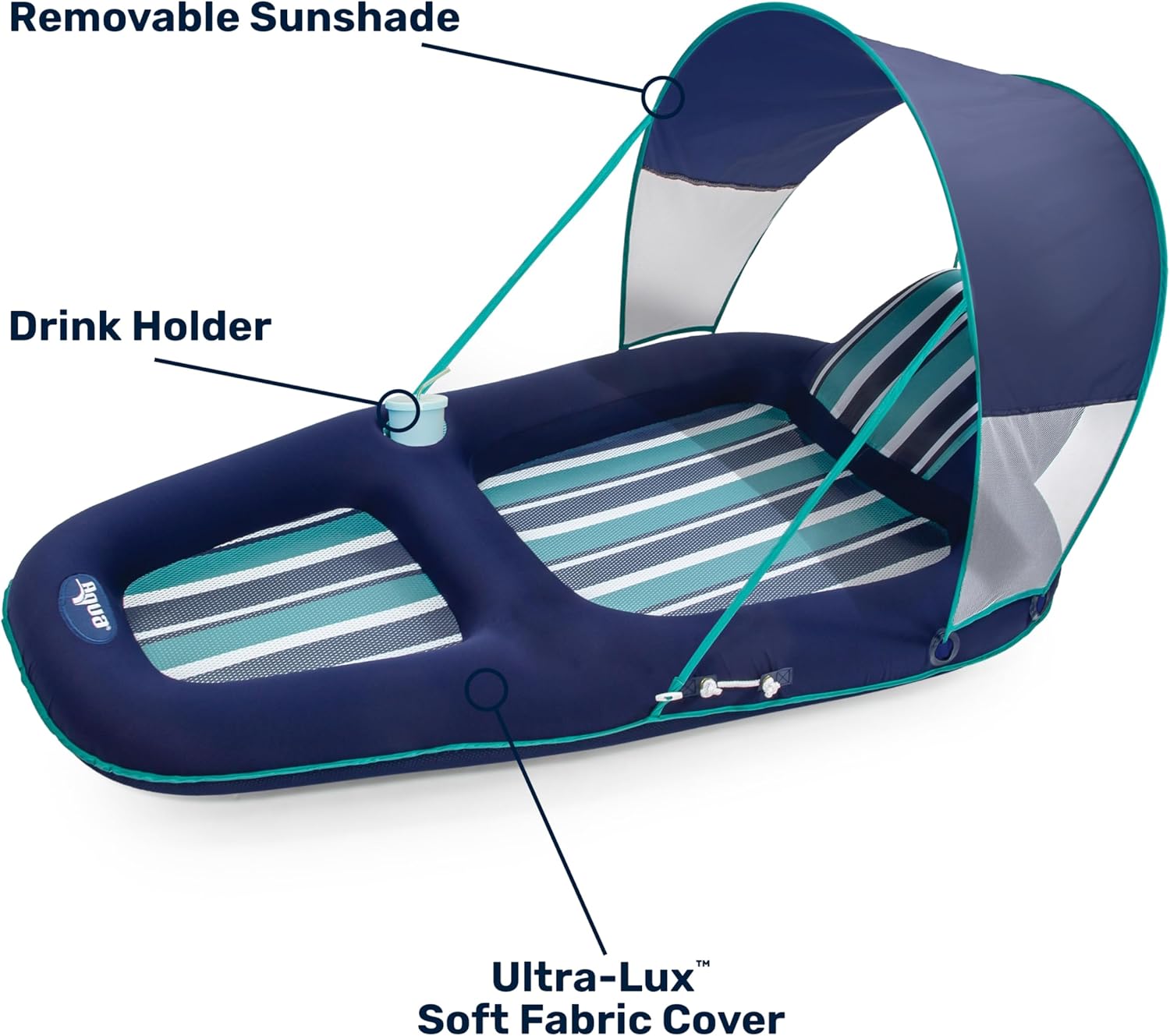 Aqua Luxury Water Pool Lounge – Extra Large – Inflatable Pool Floats for Adults with Headrest, Backrest, Footrest & Cupholder – Multiple Colors/Styles
