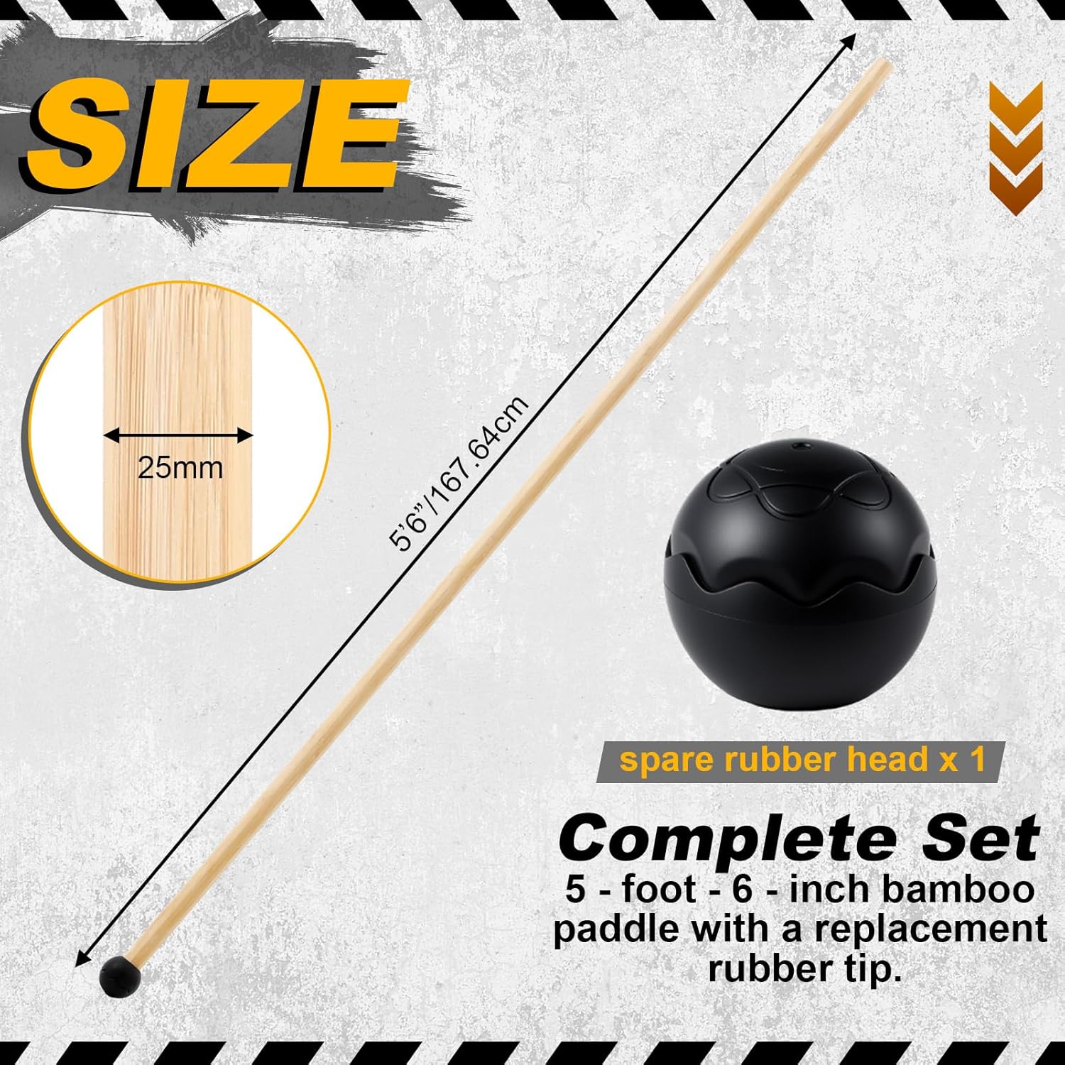 DaisyInner 5'6” Bamboo Land Paddle with Replacement Rubber Pusher Tip Bamboo Stick for Longboards Skateboard Brake and Turn Stand up Paddle Board (Sup) Cross Train Cruising and Carving