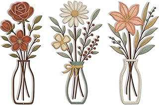 3 Piece Metal Flower Wall Art for Bedroom Living Room Rustic Farmhouse F...