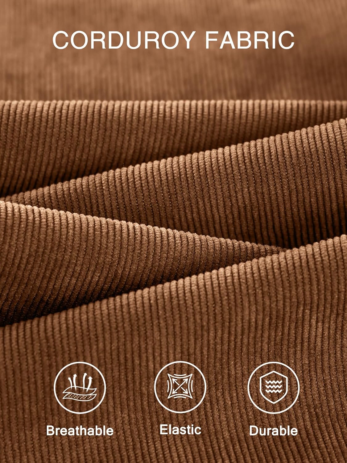 PLEPAN Men's Corduroy Pants - Casual Classic Fit Stretch Elastic Waist Dress Pants - Image 6