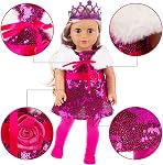 ZITA ELEMENT 24 Pcs Girl Doll Clothes Dress for American 18 Inch Doll Clothes and Accessories - Including 10 Sets Clothing Outfits with Hair Bands, Hair Clips, Crown and Cap