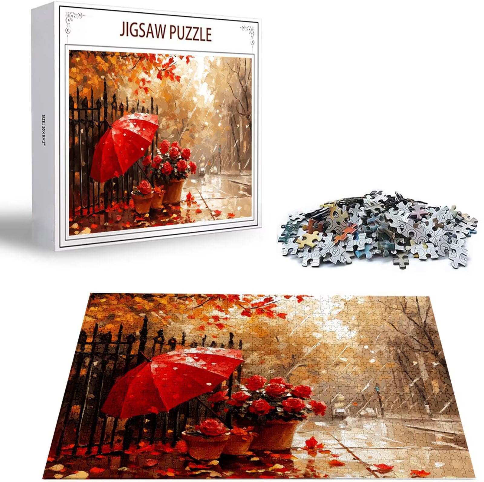 Puzzle 2000 Teile Rose Puzzle Erwachsene, Holzpuzzle für Erwachsene und Teenager, Klassische Puzzles Regenschirm Jigsaw Puzzles, DIY Groß Puzzelmatten 100x70cm, Home Wand Dekor oder Geschenk H-2066